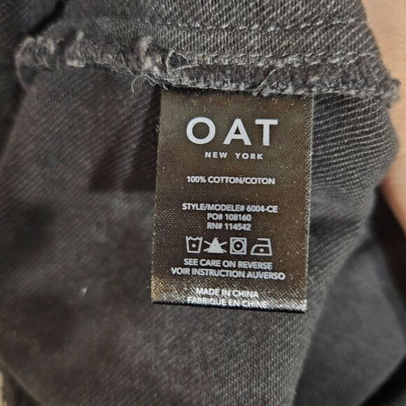 OAT aged Black Volcano Denim Overalls Wide Crop Artsy Boho Size 8 No Belt - Picture 11 of 12